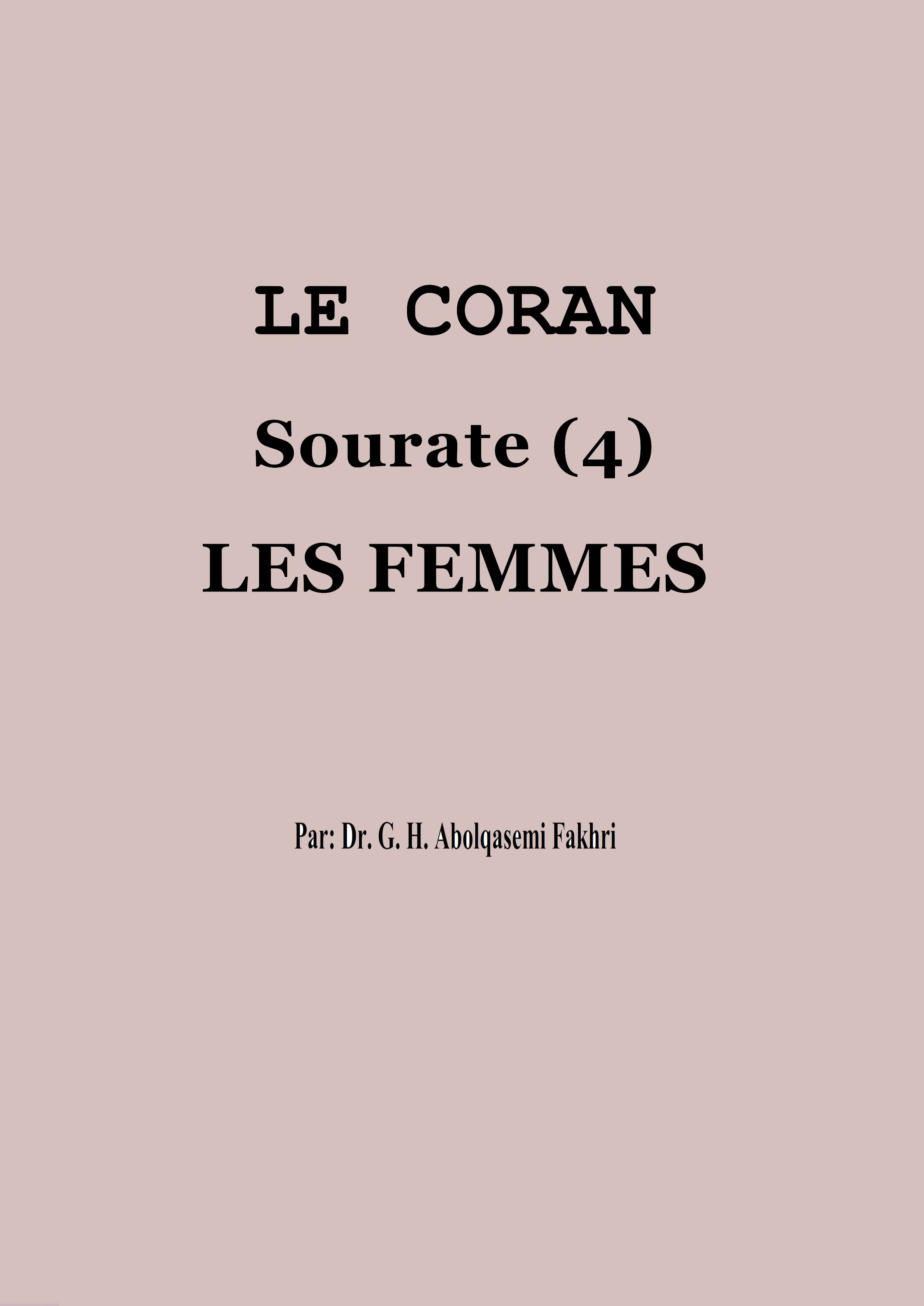 LE CORAN Sourate (4) LES FEMMES