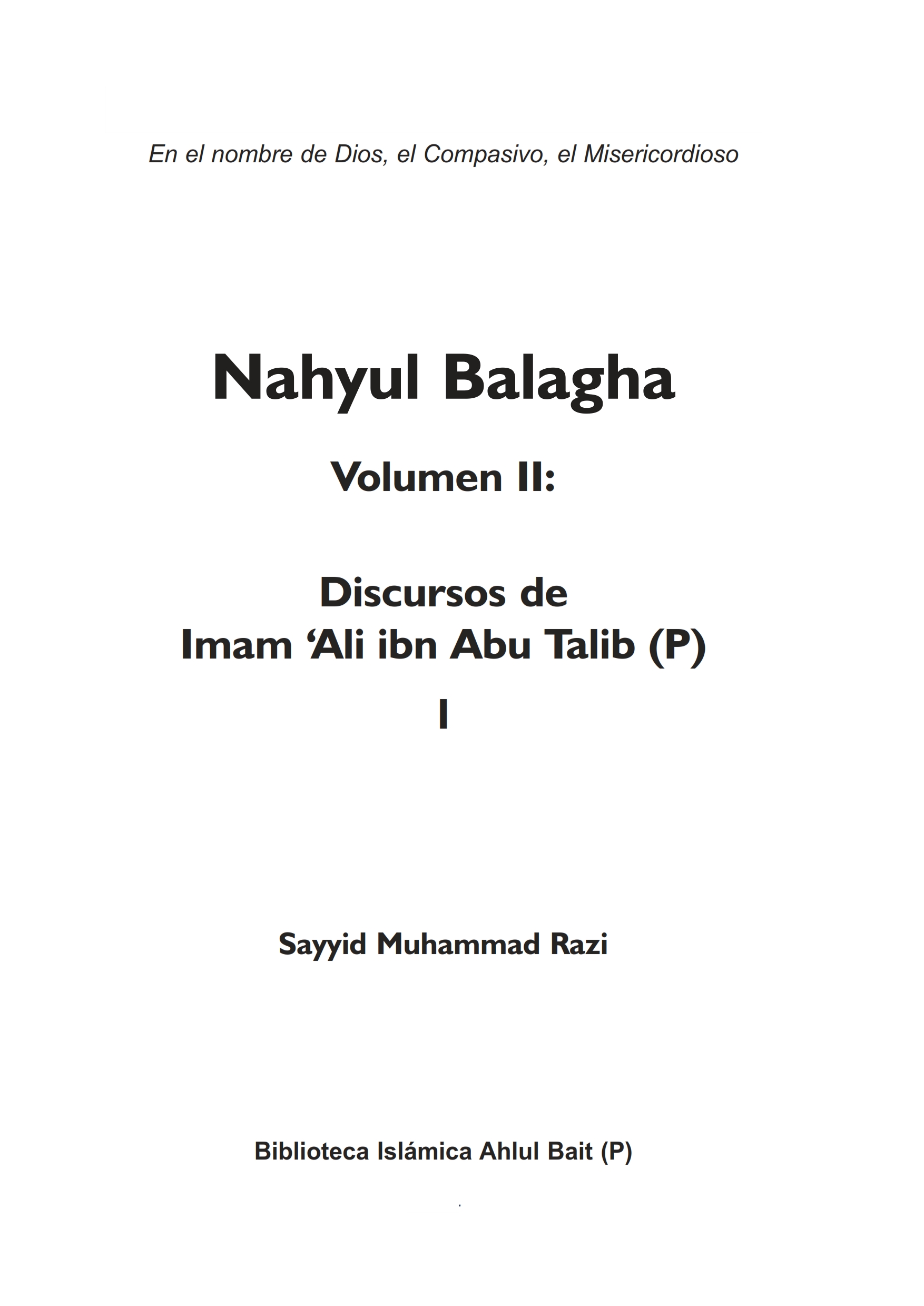 Nahyul Balagha ، Volumen II